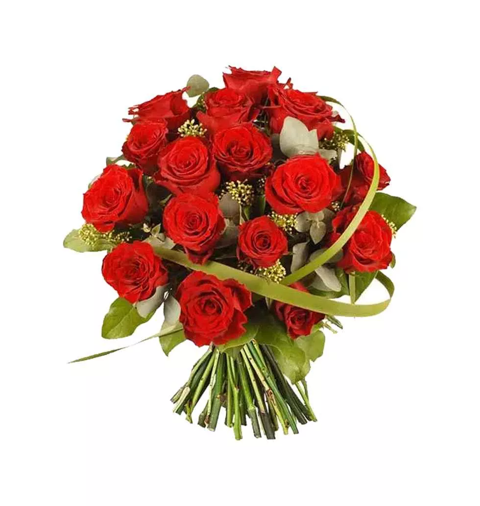 Blooming Shimmering Beauty Red Roses Bouquet