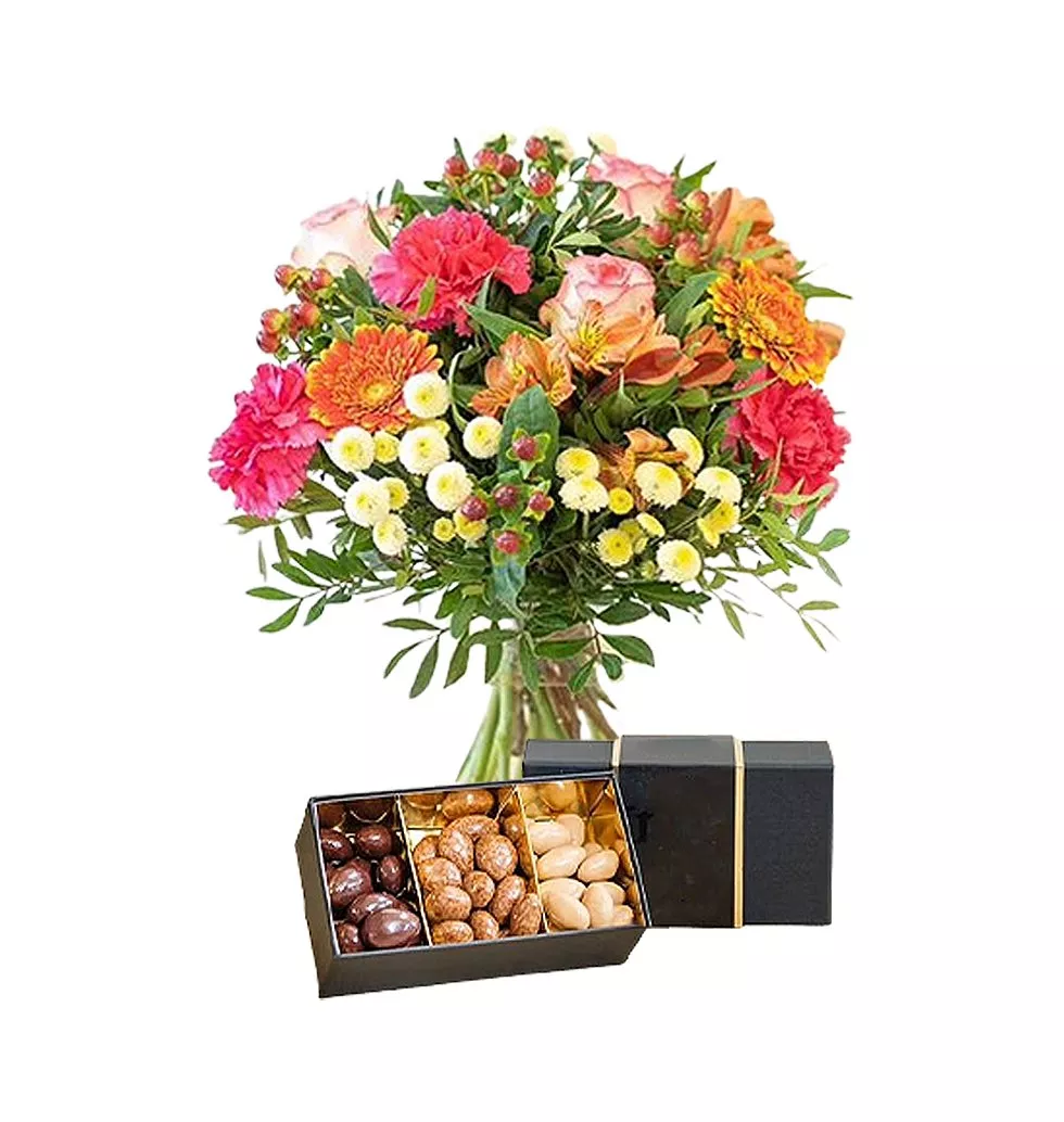 Colorful Bliss Bouquet & Chocolate Almonds