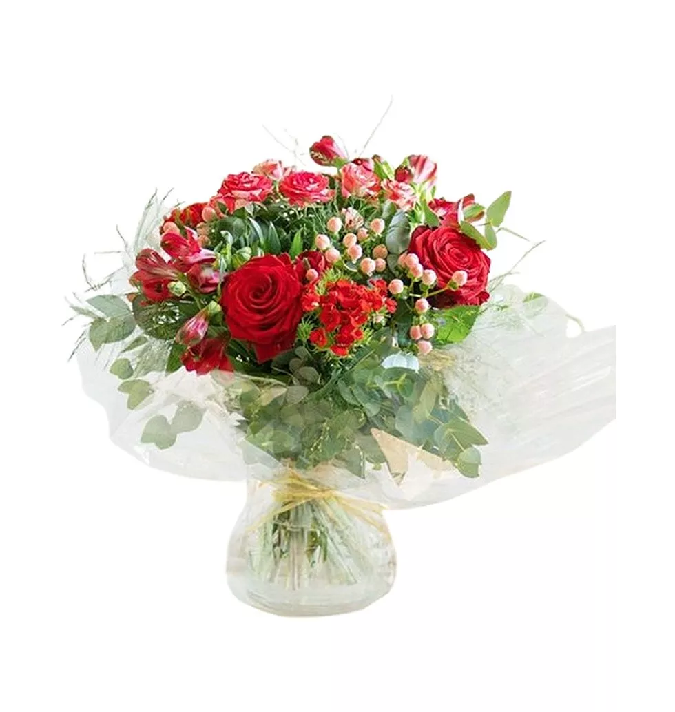 Red & Pink Rose Alstroemeria Bouquet