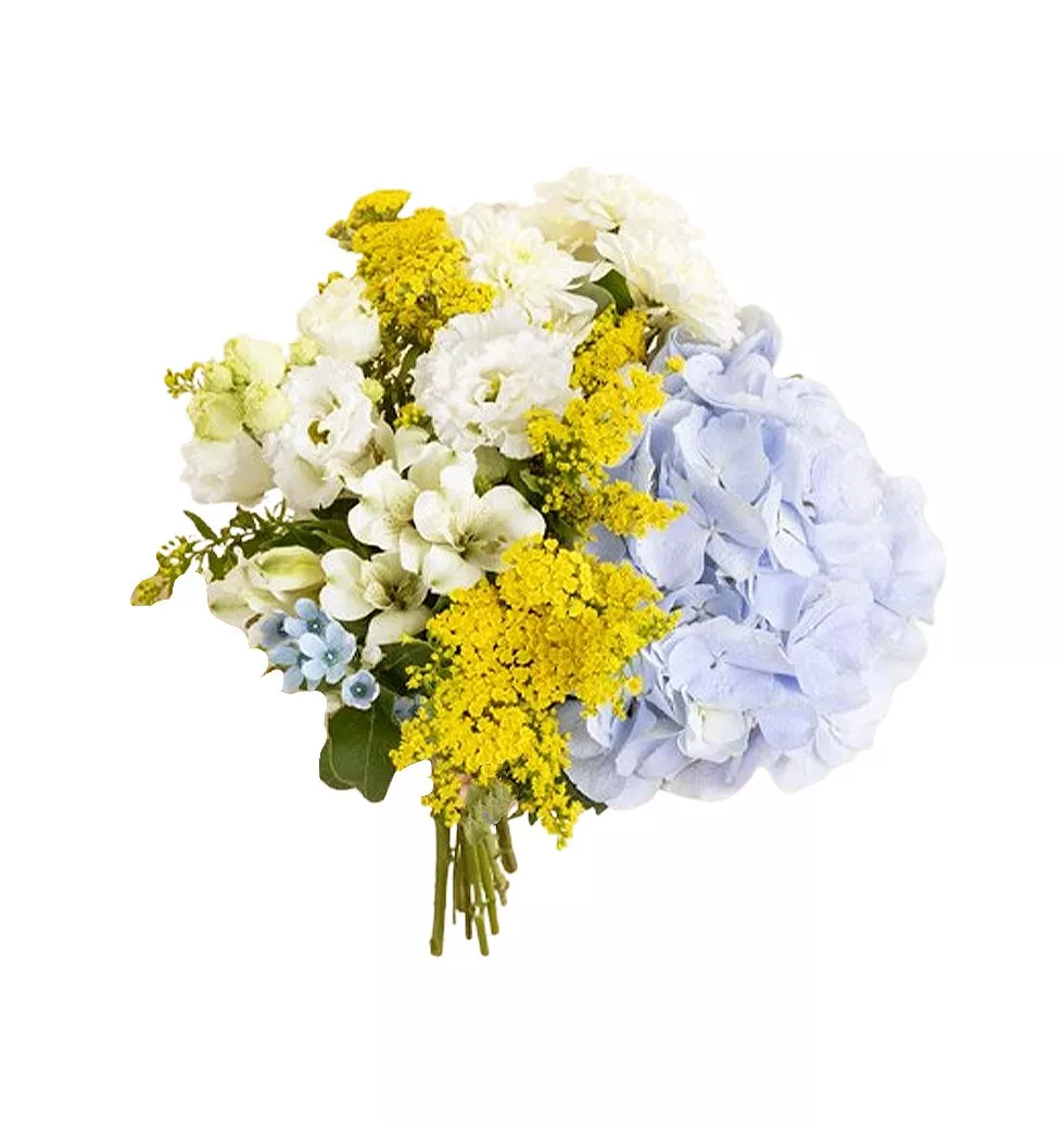 Blue Hydrangea & Mixed Blooms Bouquet