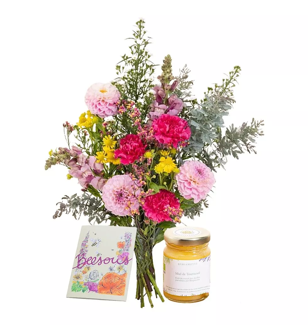 Sweet Gift: Bouquet, Card, Honey