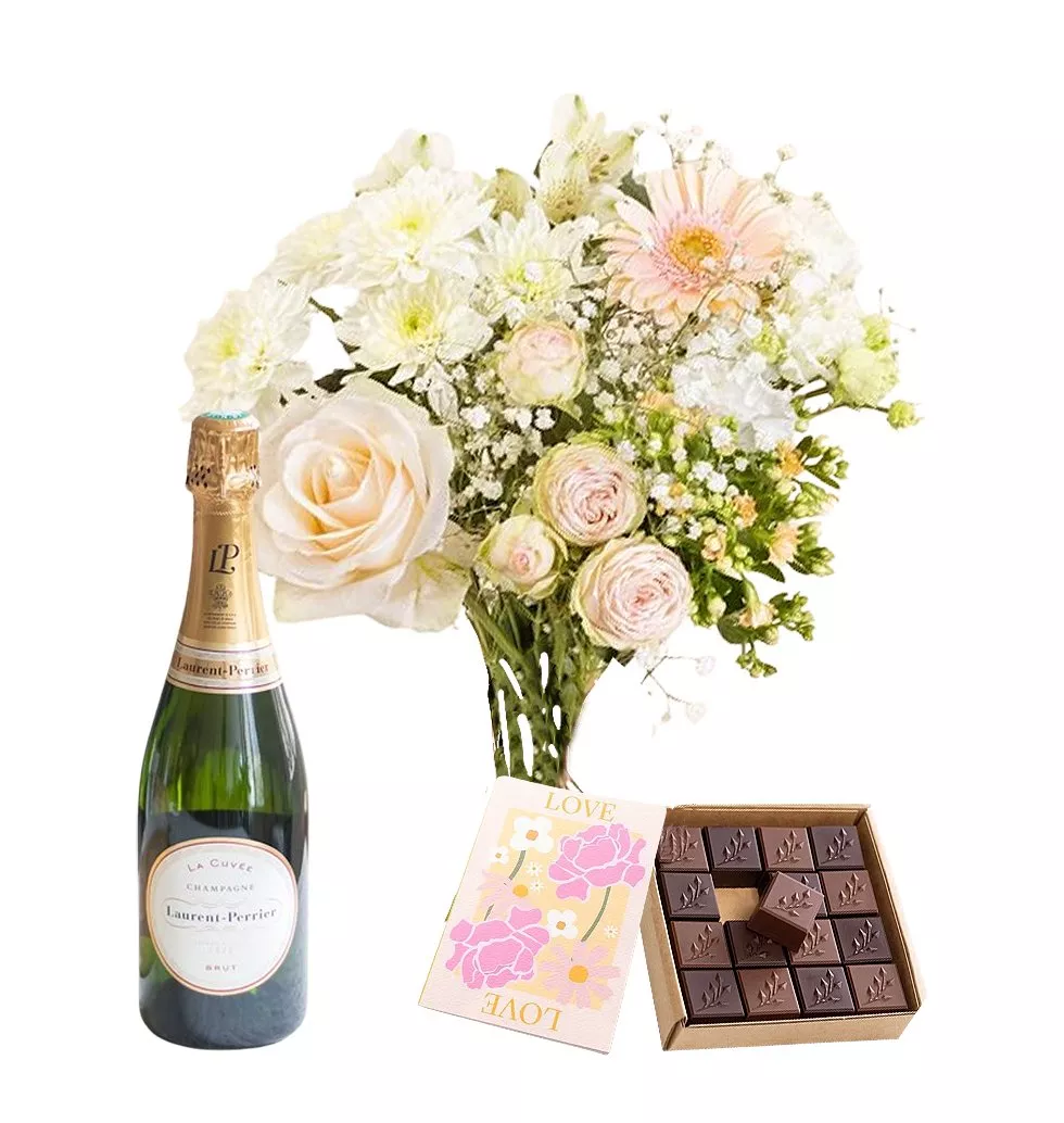 Champagne, Chocolate & Bouquet Gift