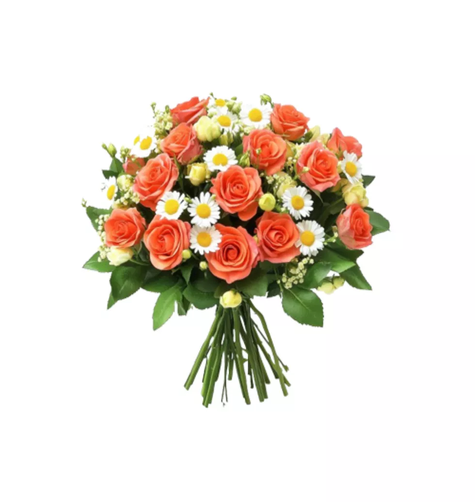 Orange Whispers Bouquet Of Roses